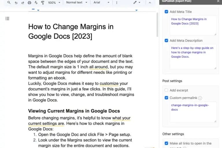 gopublish for publish content from Google Docs