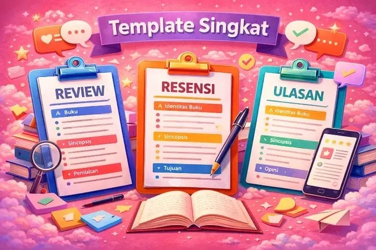 Template Perbedaan Review Resensi dan Ulasan Buku
